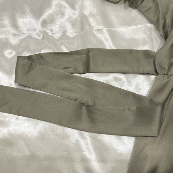 Show Me Your Mumu Say I Do Romper Satin Wrap Ruffle Moss Green Small NWT Bridal - Picture 9 of 13